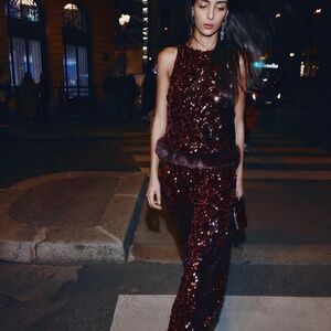 zara sequine barrel pants Maroon